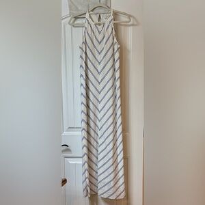 J. Crew blue and white linen striped racer back Maxi Dress